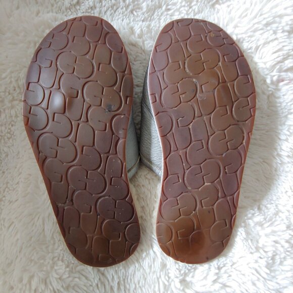 UGG Women's Slides Pearle Metallic Silver Fur Lined Scuff Slipper 9 - Picture 8 of 8
